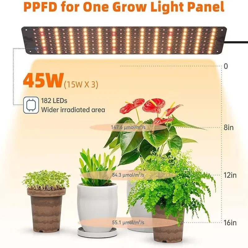 LED full spectrum plant growth lamp with aluminium shell, warm pink light, 546 LED beads, dimming and timing controls