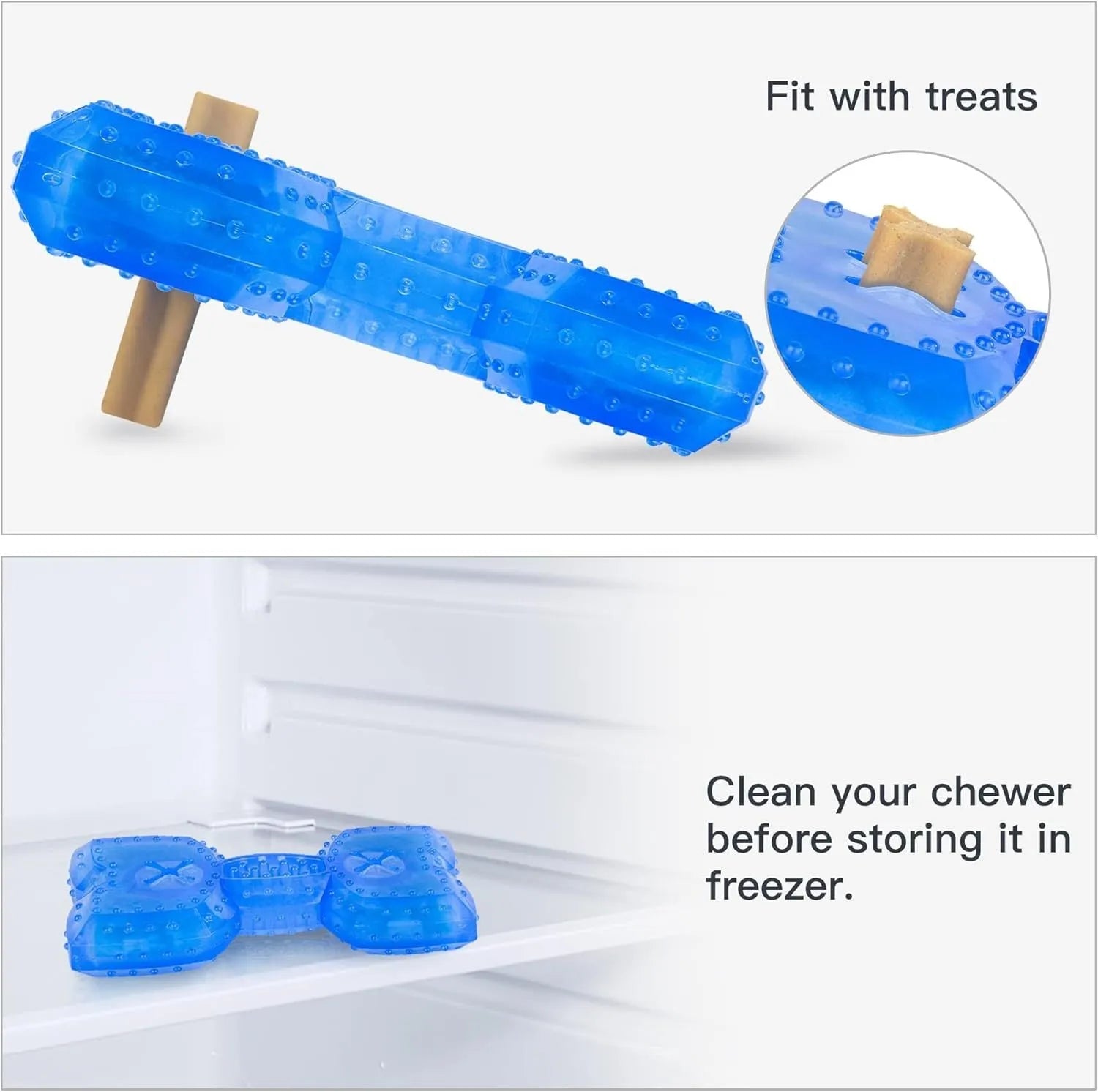 Freezable dog cooling chew toy with thickened non-toxic construction
