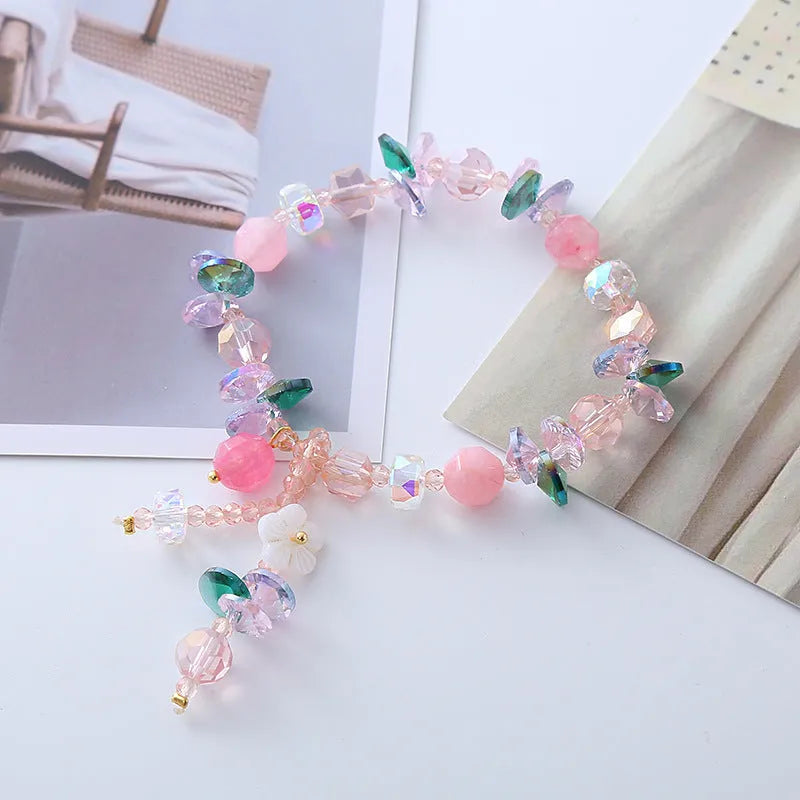 Women's hexagon crystal bracelet geometric pastoral style on neutral background