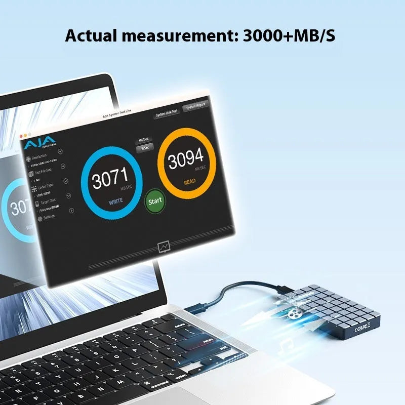 USB4 hard disk enclosure with aluminium alloy case measuring 50x118x13mm