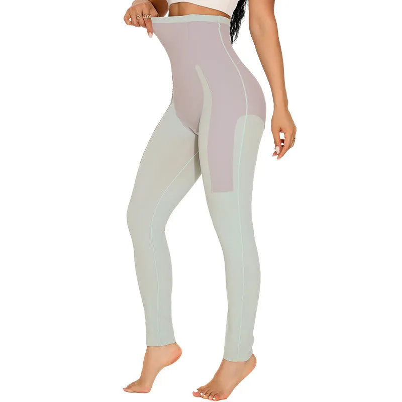 Women's seamless yoga trousers with belly contracting waistband in black, mint, peach or purple