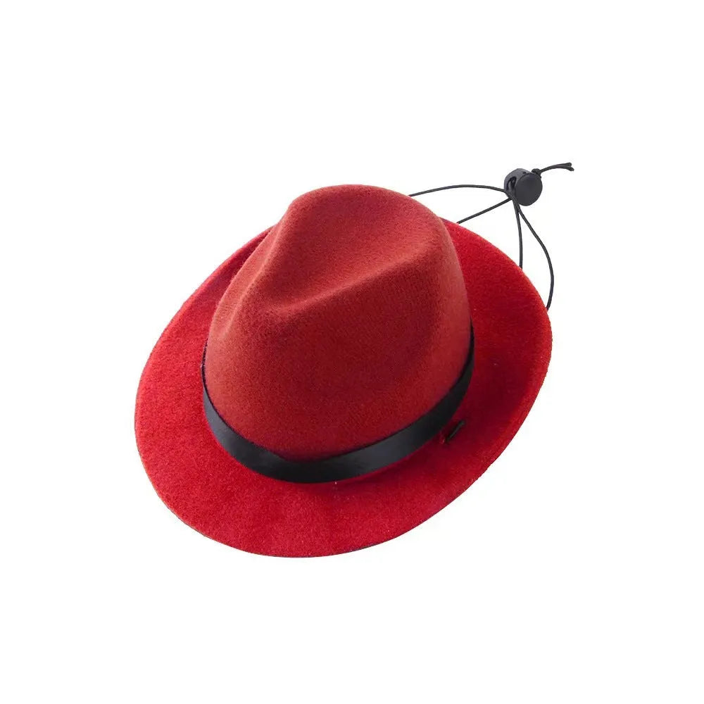 Small wool felt mini hat for pets in pink, black, brown, or red, S size 155cm circumference.