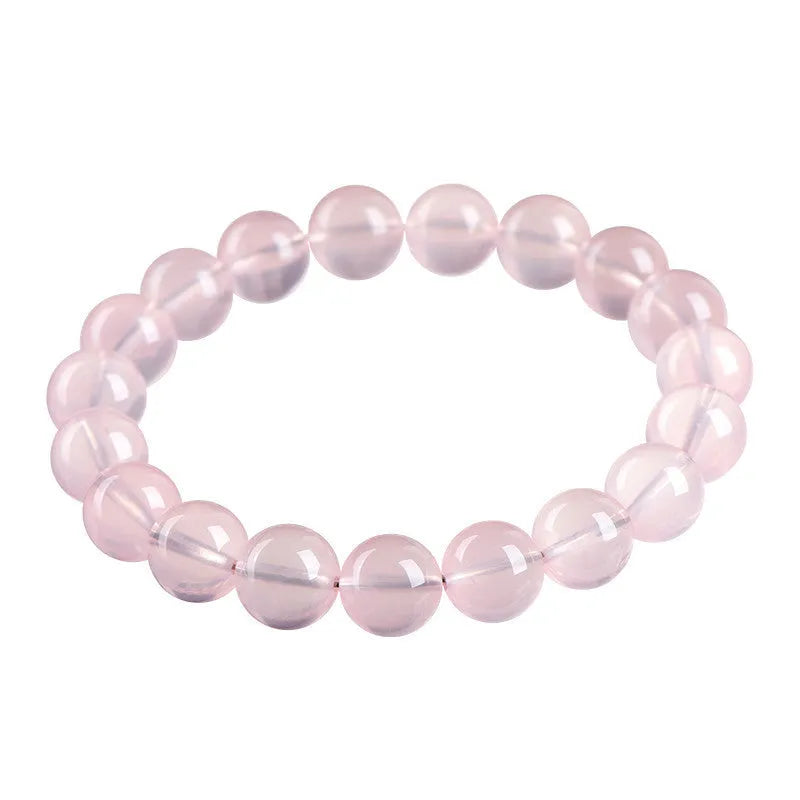Natural starlight crystal round beads women's bracelet in polished pink crystal with multiple sizing options