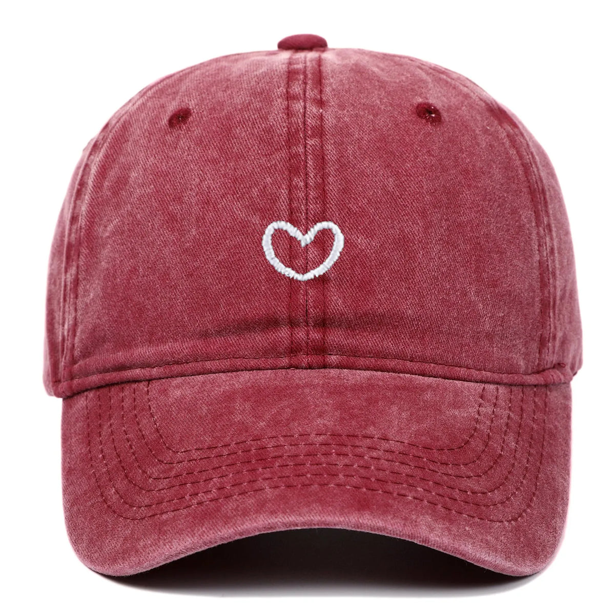 Artistic retro small love embroidered soft top cotton peaked cap in adjustable size.