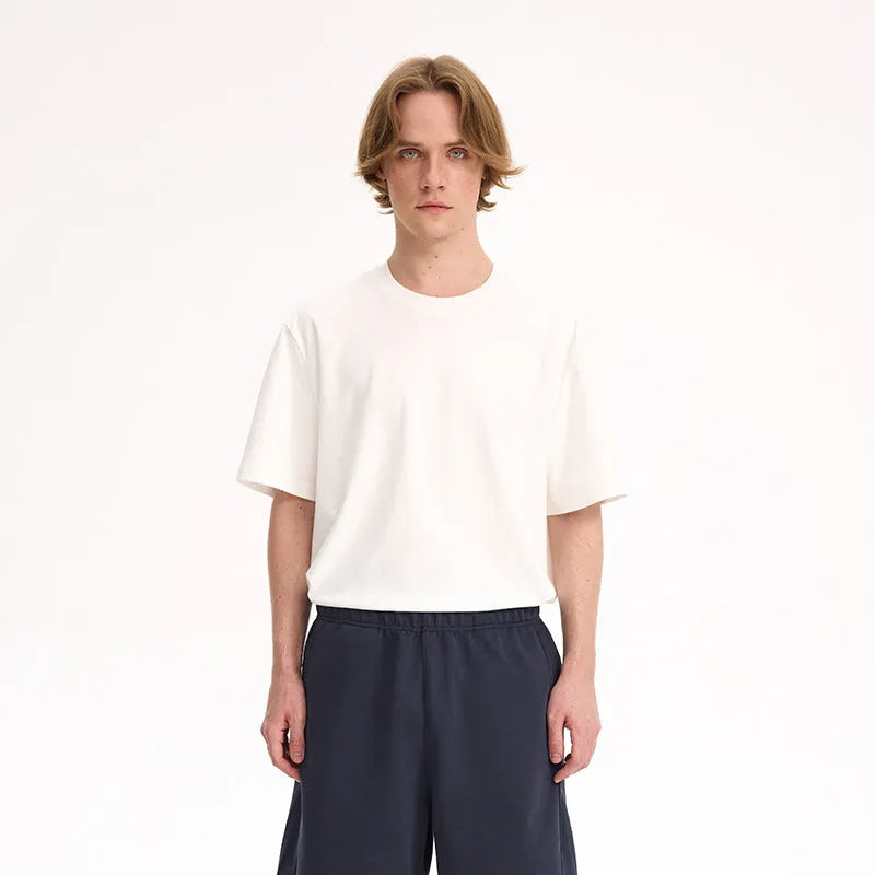 Pure cotton solid colour short sleeve T-shirt in black, white, grey and melange grey, sizes S to XL