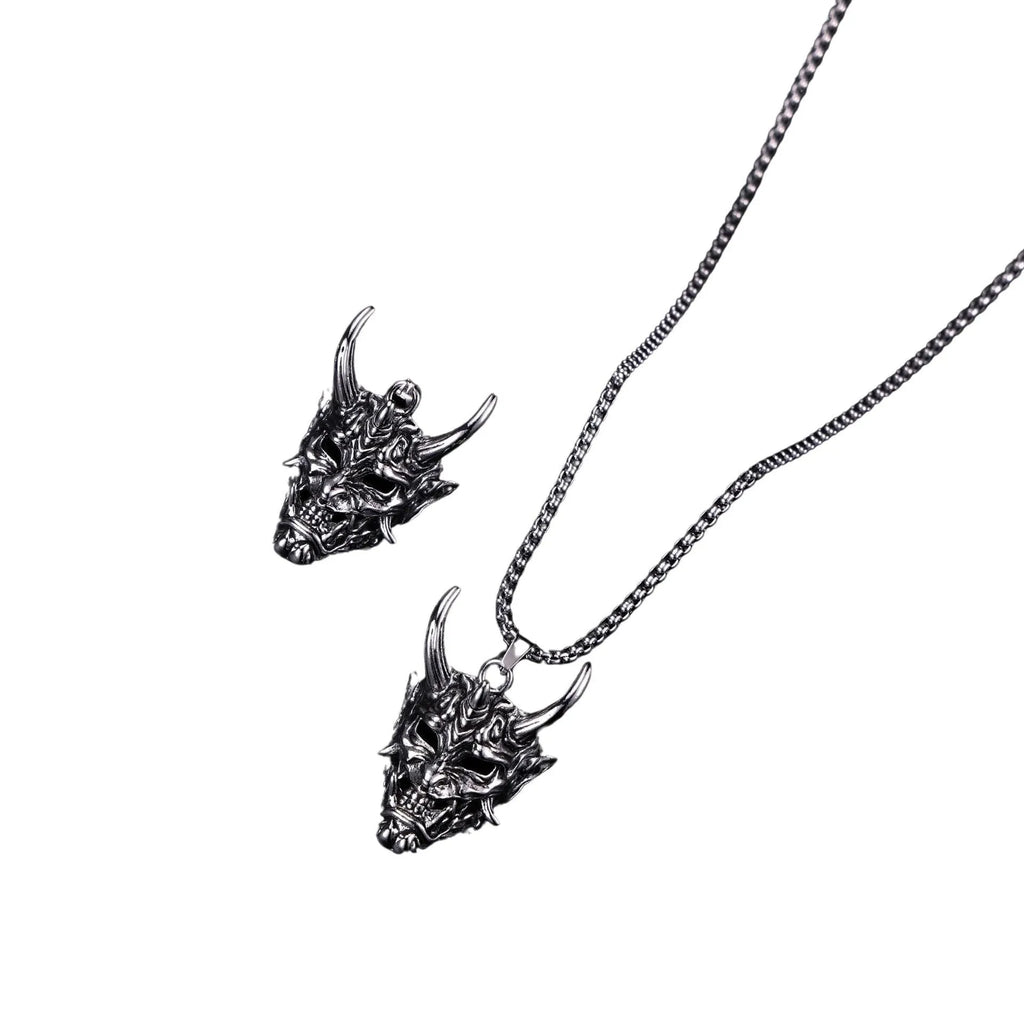 Personalised men's silver electroplated vintage necklace with 40mm x 27mm x 20mm alloy pendant