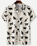 Hawaiian print short sleeve cardigan shirt with floral digital pattern on elastic polyester fabric
