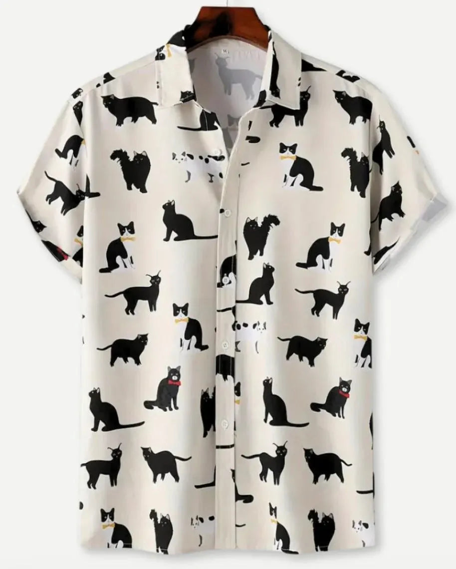 Hawaiian print short sleeve cardigan shirt with floral digital pattern on elastic polyester fabric