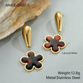 Stainless steel earrings with tortoiseshell colour and 18K gold plating in heart or flower designs