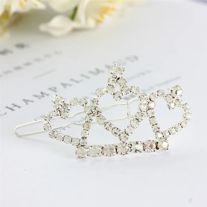 Rhinestone crown headdress pet decoration with 5CM hair clip in White Pink and Blue
