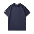 Seamless nylon quick-drying round neck T-shirt in army green colour on white background