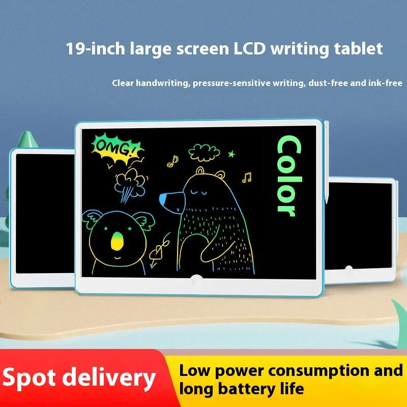 19-inch LCD children's drawing board with rechargeable operation and blue/white display