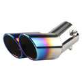 Stainless steel universal car exhaust tail pipe showing different finish options including silver black and baked blue