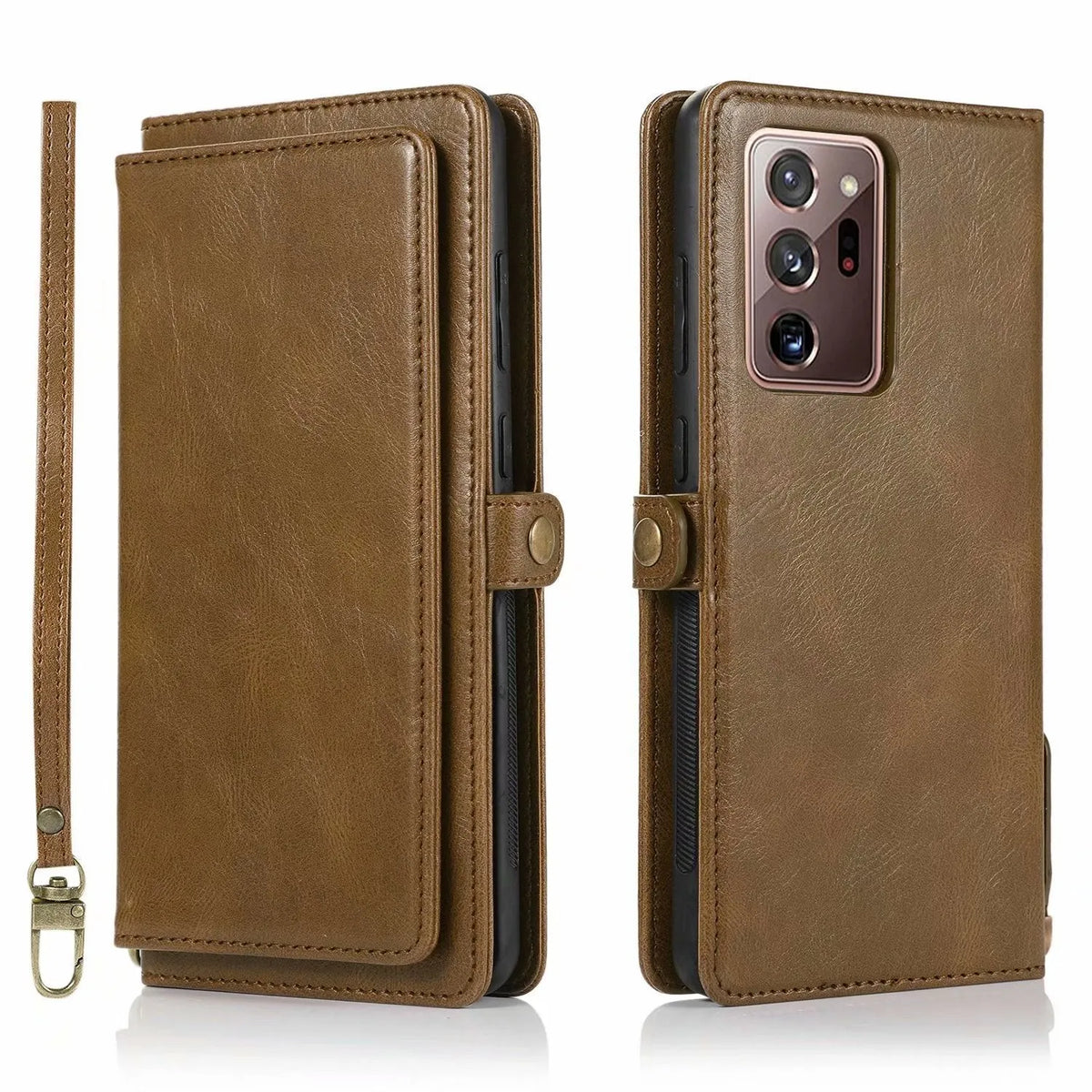 Samsung S21 wallet phone case with Crazy Horse pattern and magnetic buckle in black, red, blue, brown, rose gold or green.