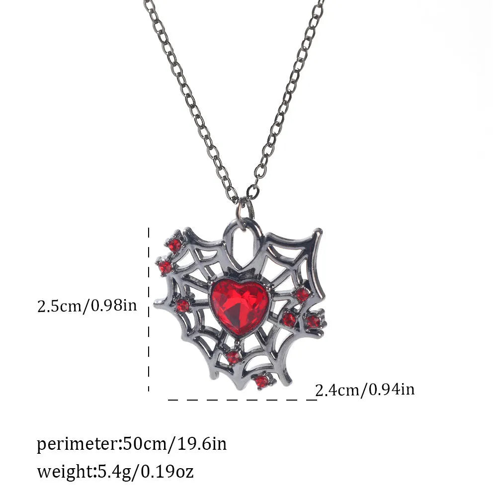 Halloween Spider Bat Necklace with electroplated alloy pendant in dark style designs