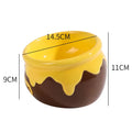 Ceramic cat bowl with high foot and oblique mouth design in beer style for cervical protection