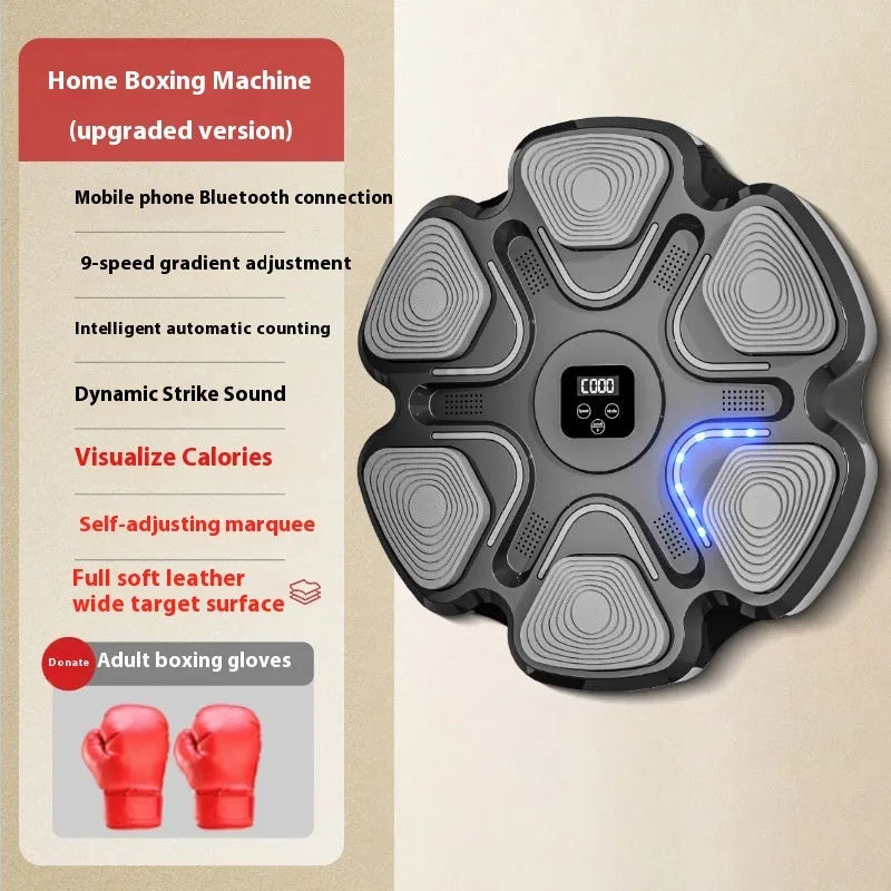 Smart music boxing machine wall target with electronic display and boxing gloves in white or black options