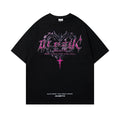 Men's retro printed cotton t-shirt with short sleeves and round neck in black and white options