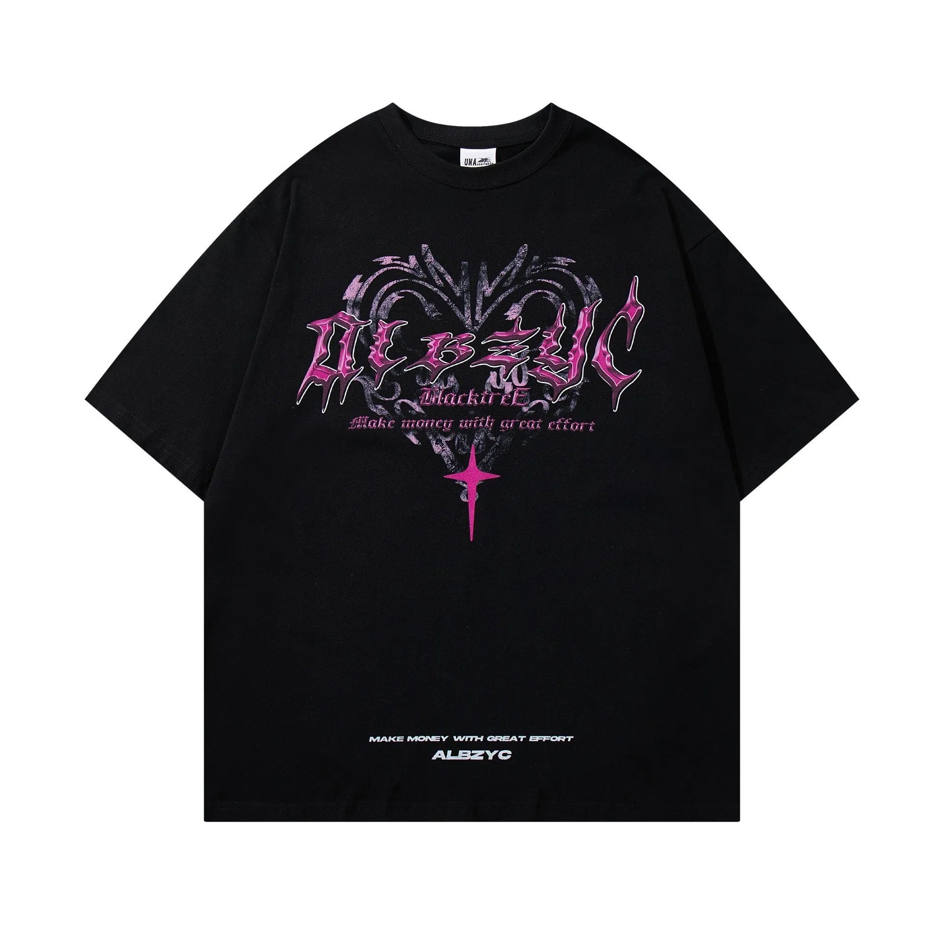 Men's retro printed cotton t-shirt with short sleeves and round neck in black and white options