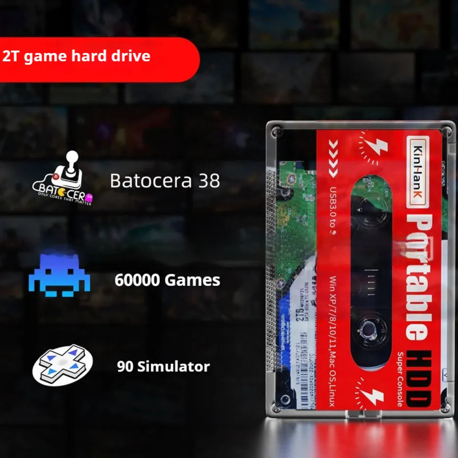 External 2TB mechanical USB hard disk with compact design for PC game storage