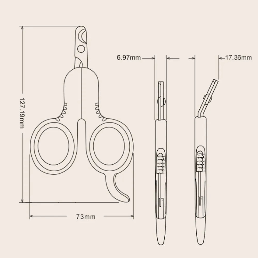 Grey professional pet nail clippers with curved tip and rubber-coated ergonomic handle