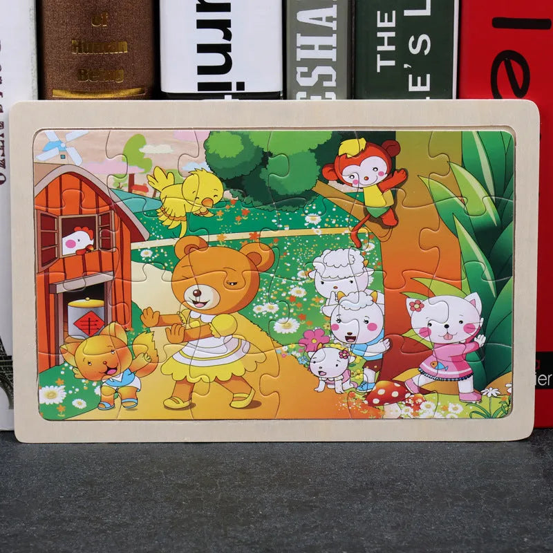 80 piece wooden animal jigsaw puzzle in iron box with non-toxic paint for children aged 3+