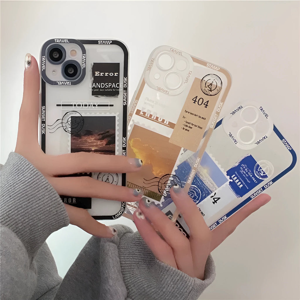 Orange stamp print TPU soft shell phone case for iPhone 13 Pro Max creative design back cover