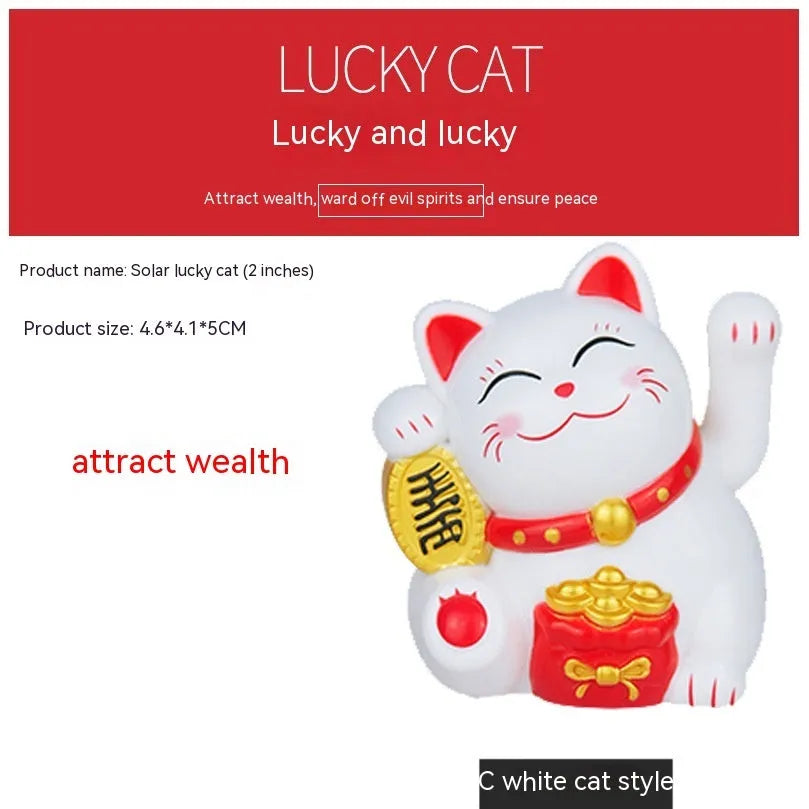 Solar powered waving cat decoration in yellow, black or white colours