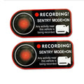 Tesla Sentry Mode electrostatic warning sticker measuring 11x5cm with English security text