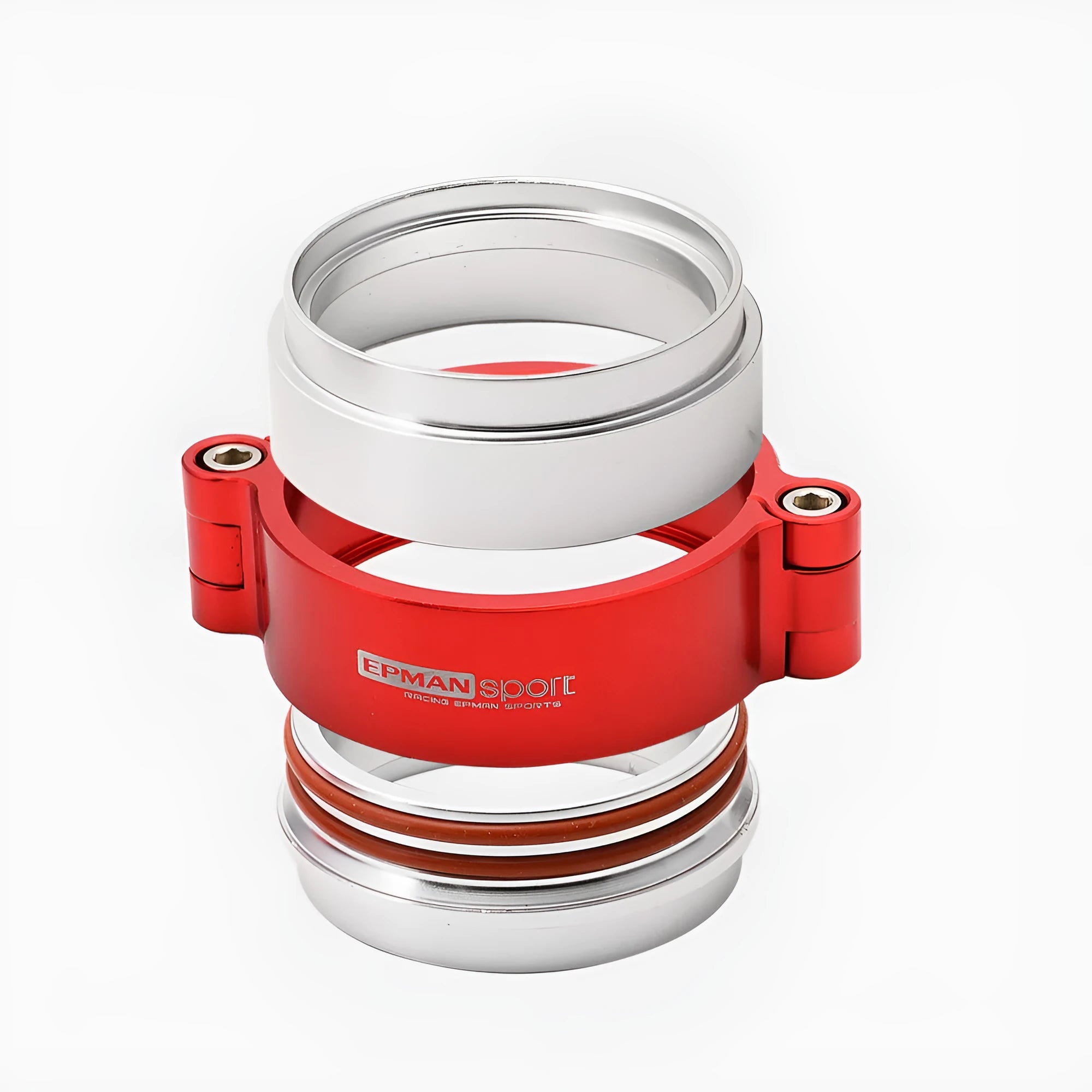 Aluminium turbocharger exhaust clamp for car modification in black, blue, or red colours