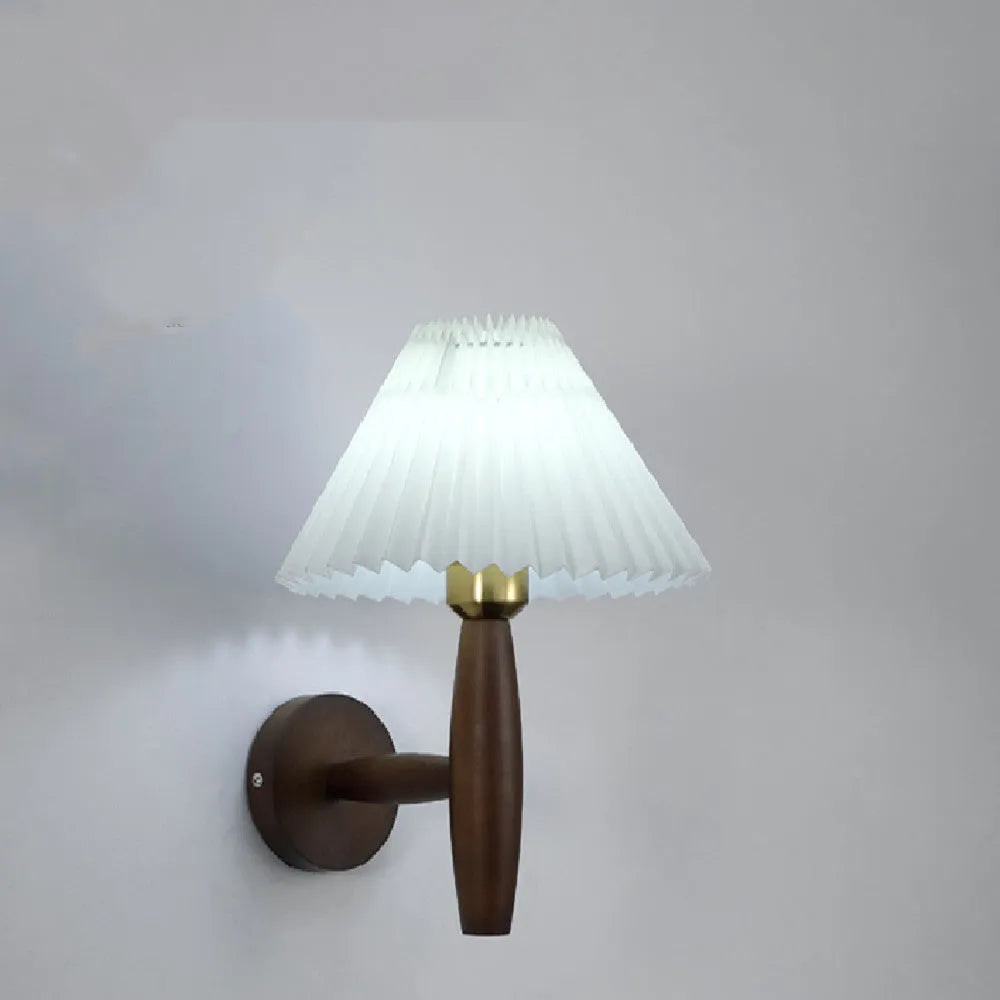 American retro wall lamp with walnut wood and fabric construction, wall-mounted design