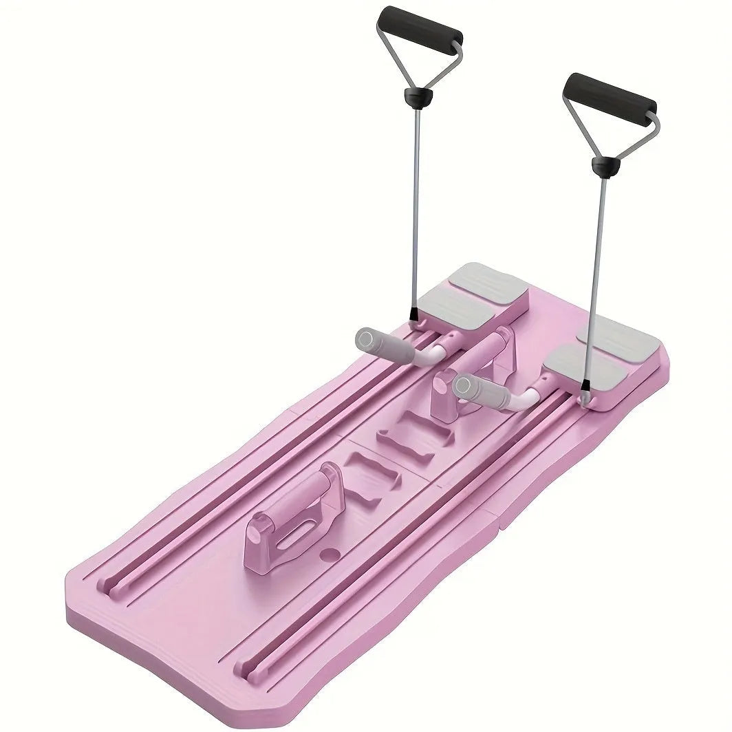 Multifunctional supine fitness board with wheel components in pink and blue colours