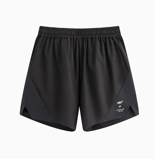 Mysterious Black four-point stretch running shorts with laser-punched stitching detail