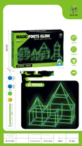 Children's luminous fort building kit with plastic rods, balls and storage bag for creative construction