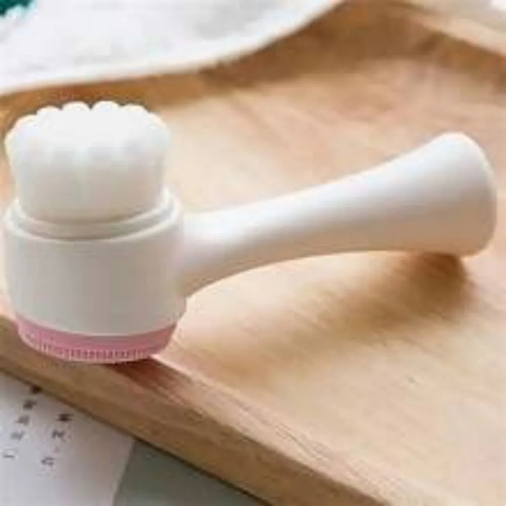Blue and pink pet paw brush grooming tool with nylon bristles for dogs and cats