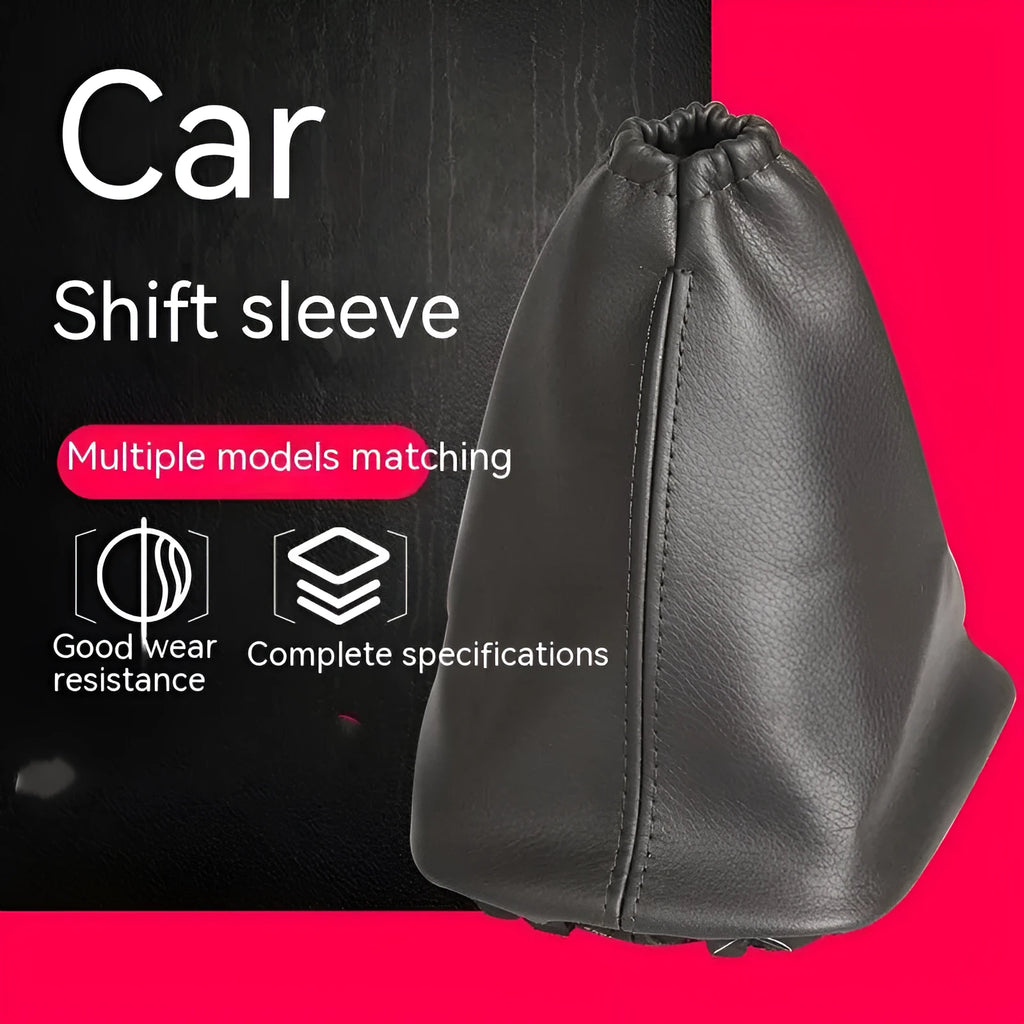 Black leather shift lever cover for Toyota Corolla cars measuring 15.2 by 12.9 cm
