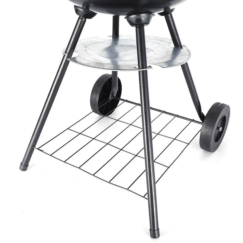 Portable 14-inch iron barbecue oven grill with apple stove design for garden cooking.