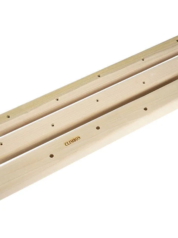 Set of three solid wooden fingerboards for grip strength training, showing 12cm, 40cm and 50cm lengths.