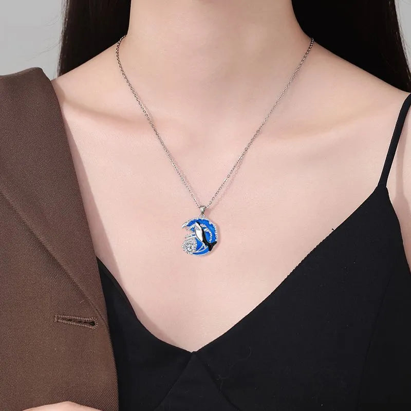 HAILANG women's shark necklace with copper pendant on cross chain, 41-50cm adjustable length