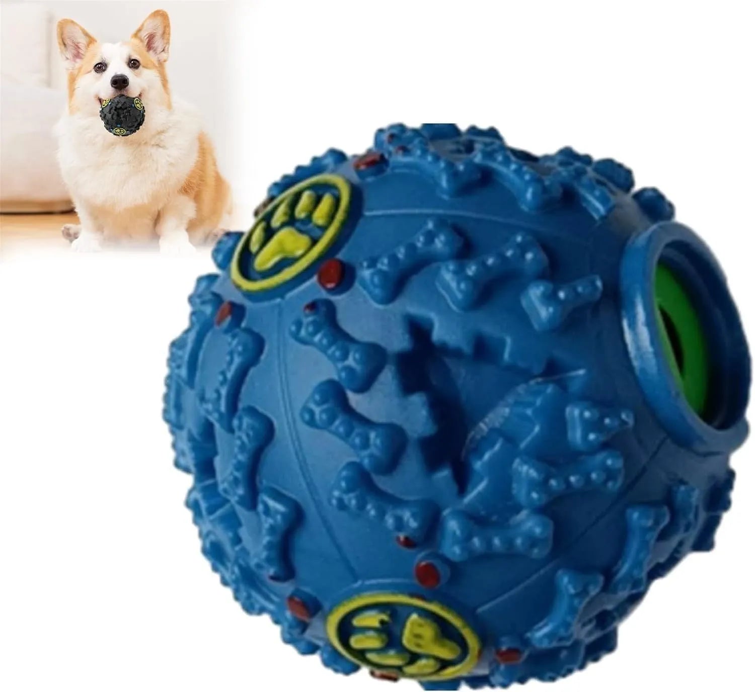 Interactive wiggly giggle dog toy – bite resistant TPU ball with meteorite bumps, available in 3 sizes (75mm, 90mm, 120mm)