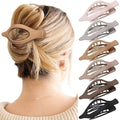 Six rose red hexagonal plastic hair clips with frosted grip, each in a separate clear OPP bag.