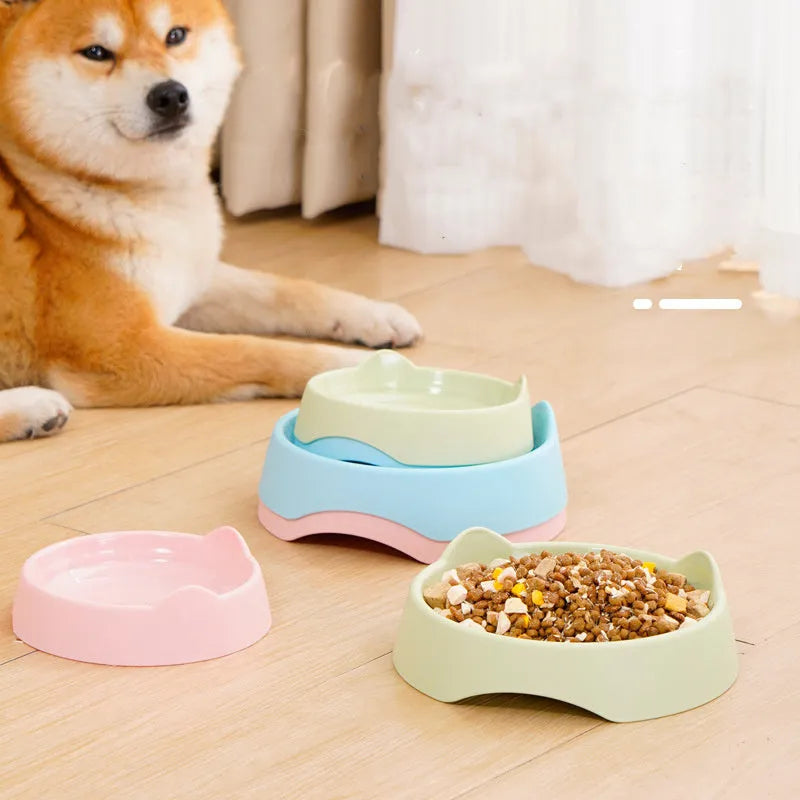Ceramic dog slow feeder bowl with maze pattern in blue, green, or pink