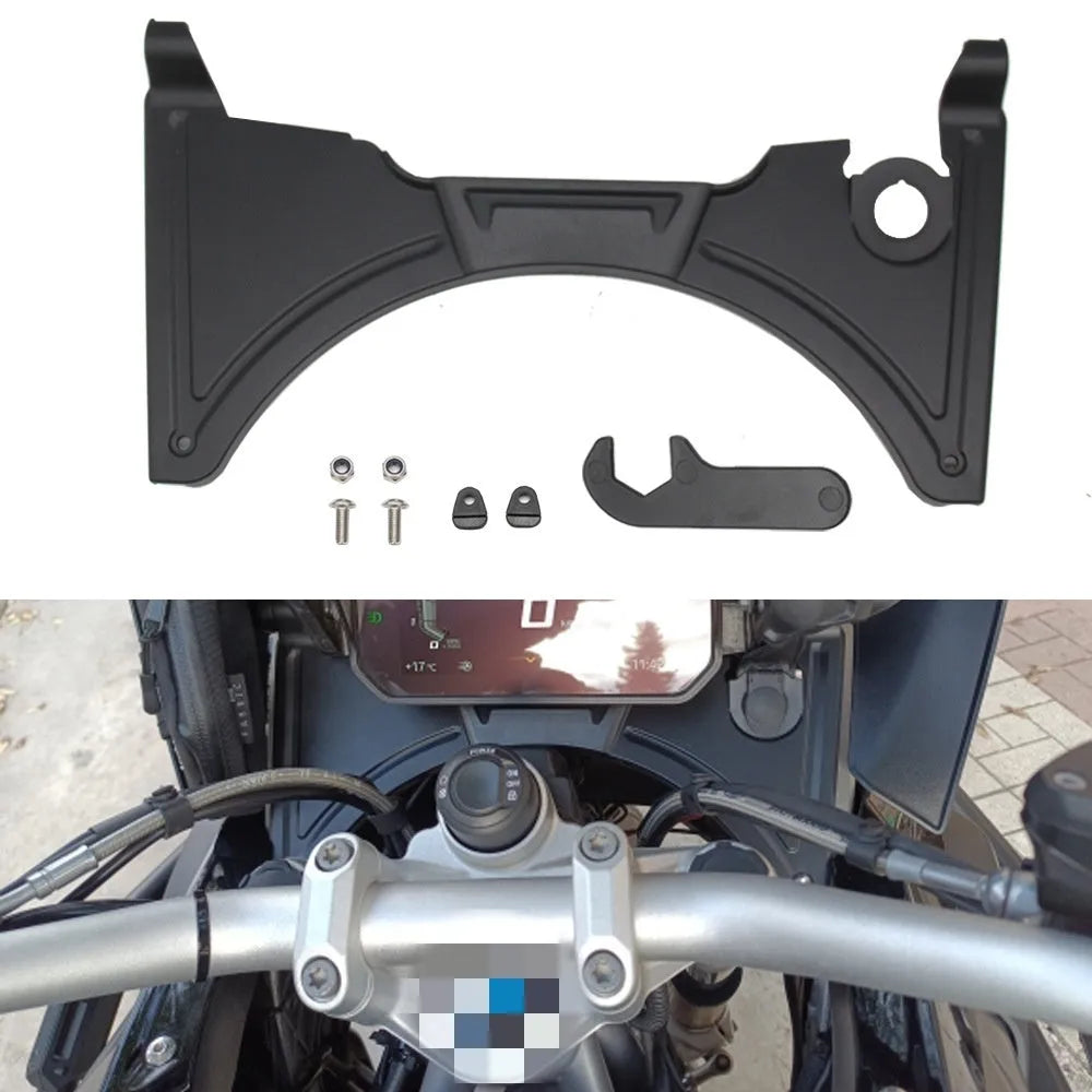 Black motorcycle cockpit fairing panel for BMW R1250GS and compatible R1200GS models