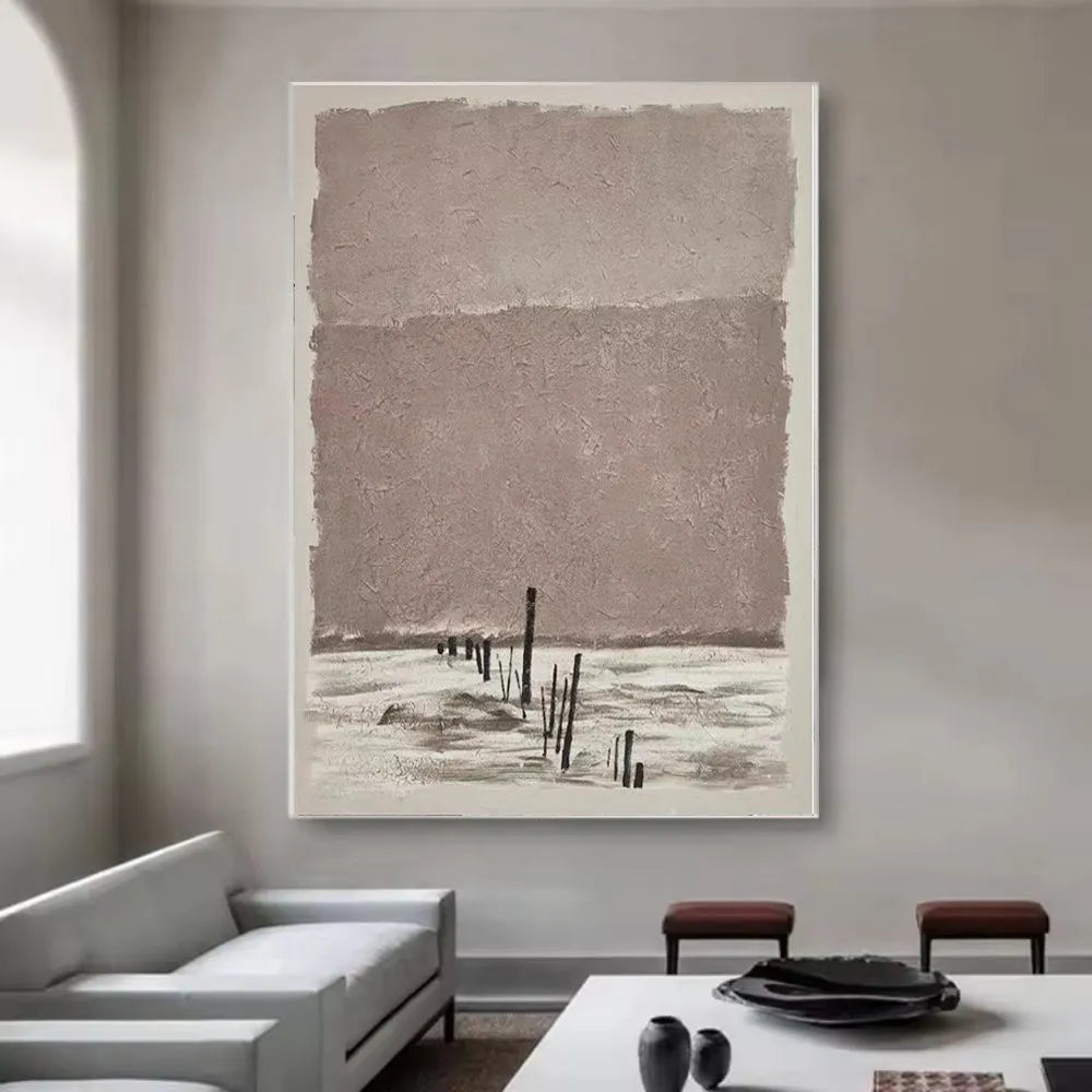 Handmade modern abstract oil painting on canvas, rolled frameless, with visible paint texture