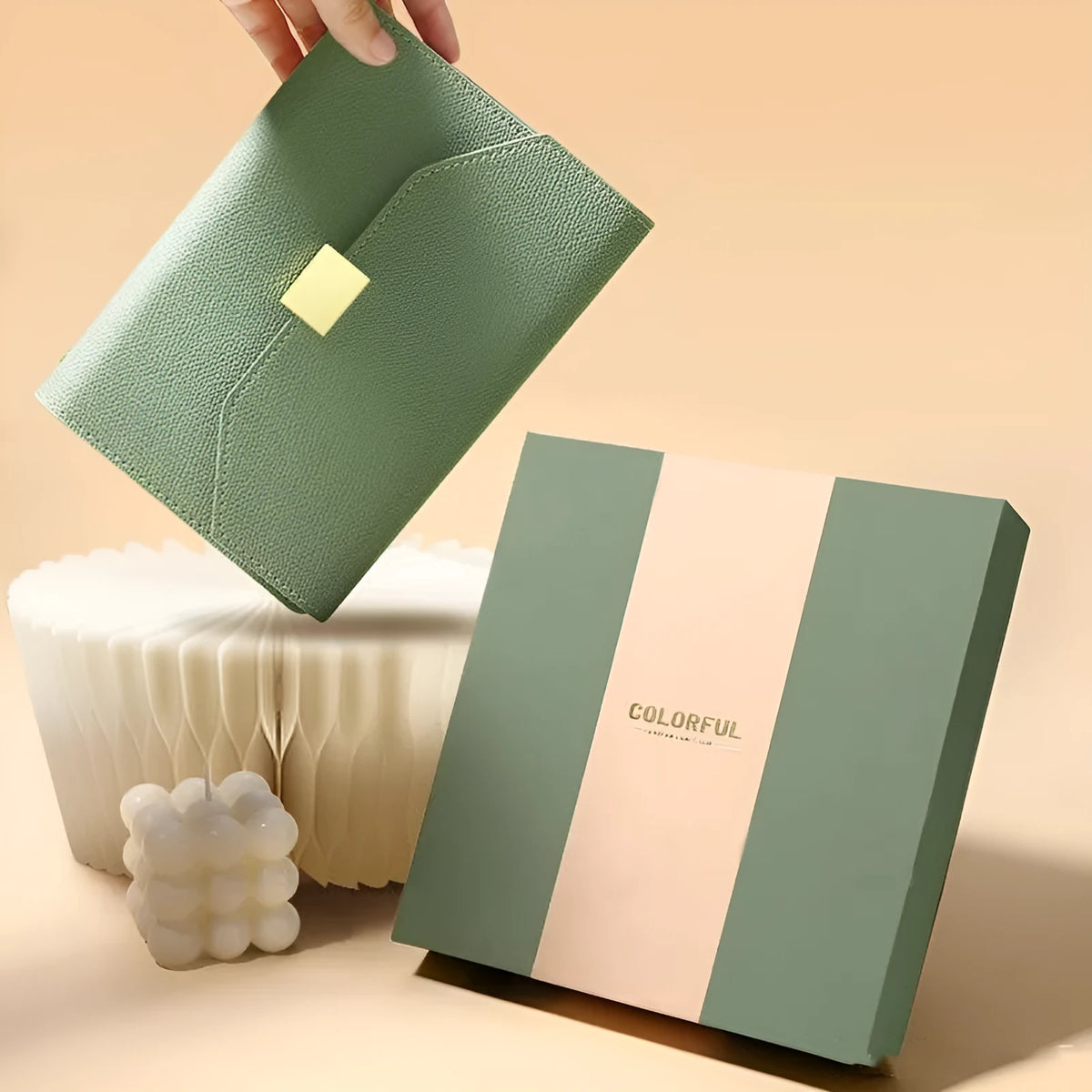 Business advanced loose leaf notebook with brown PU cover in gift box set