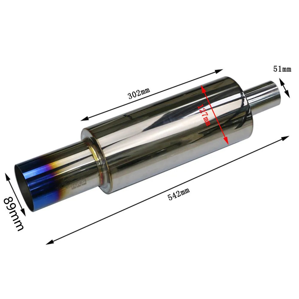 Stainless steel car exhaust pipe modification straight row sound wave 500mm silver finish