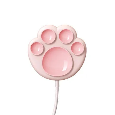 Pink cat claw sucker wireless charger with 10W output, compact pad on desk