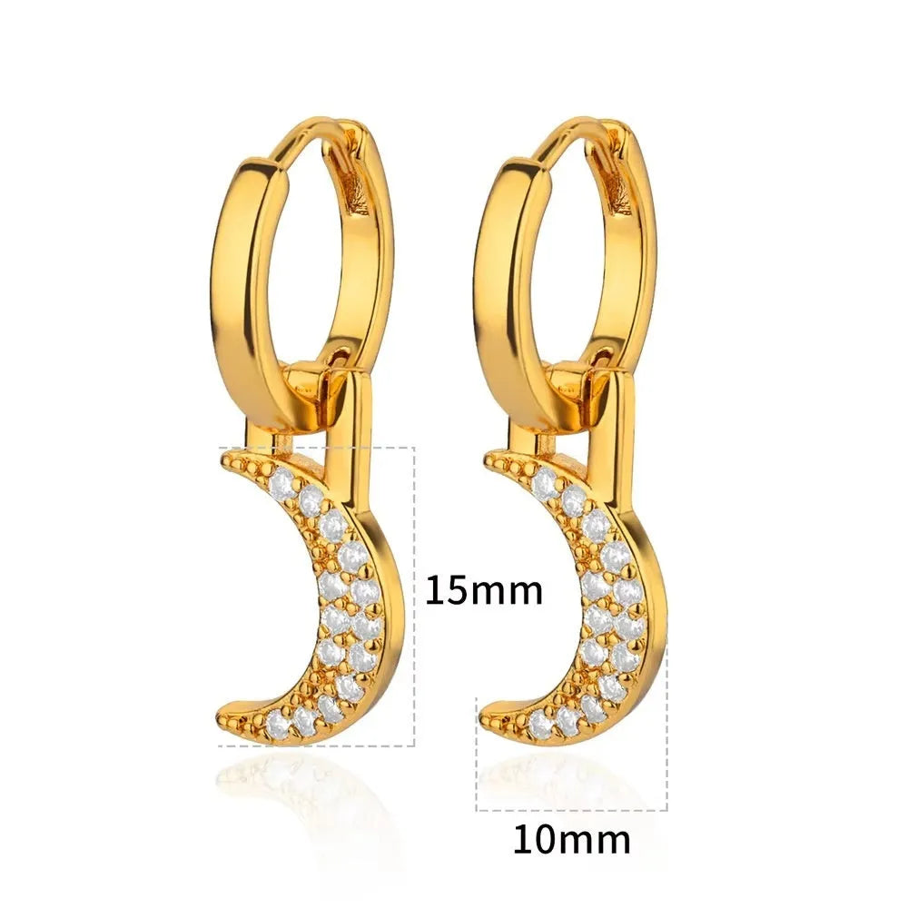 Women's copper butterfly earrings with heart and star geometric details in various colours.