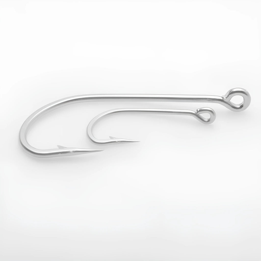Assortment of alloy sea fishing hooks in various styles for ocean boat fishing targeting weever and snakehead