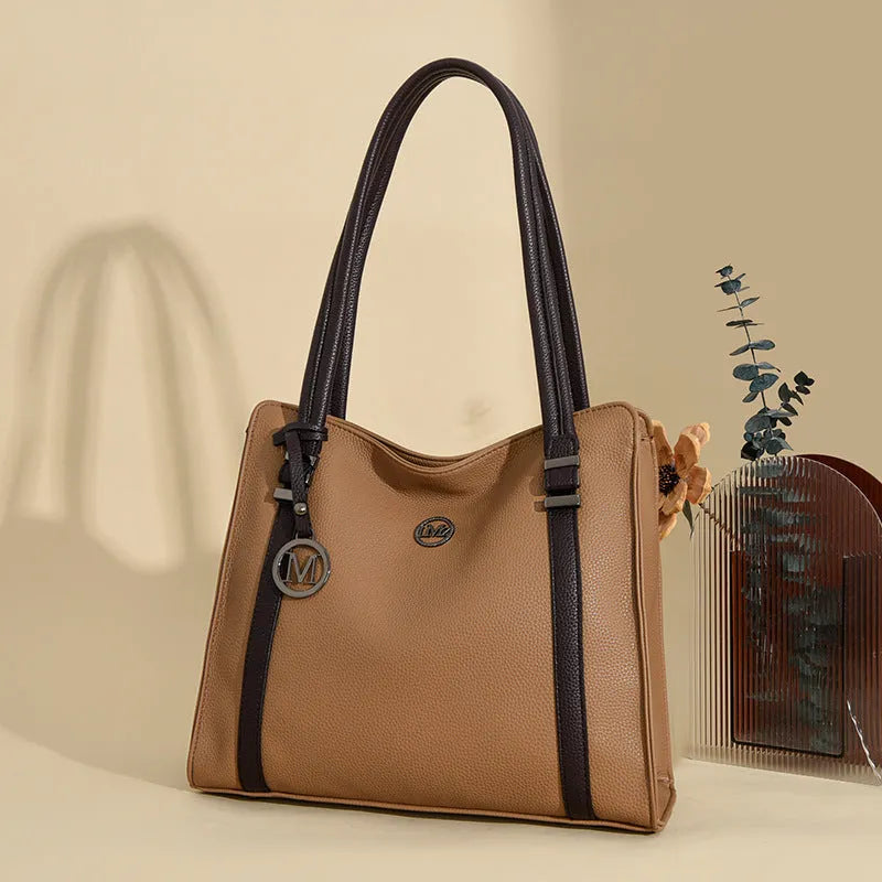 Women's genuine leather retro style crossbody bag in horizontal square shape with double straps